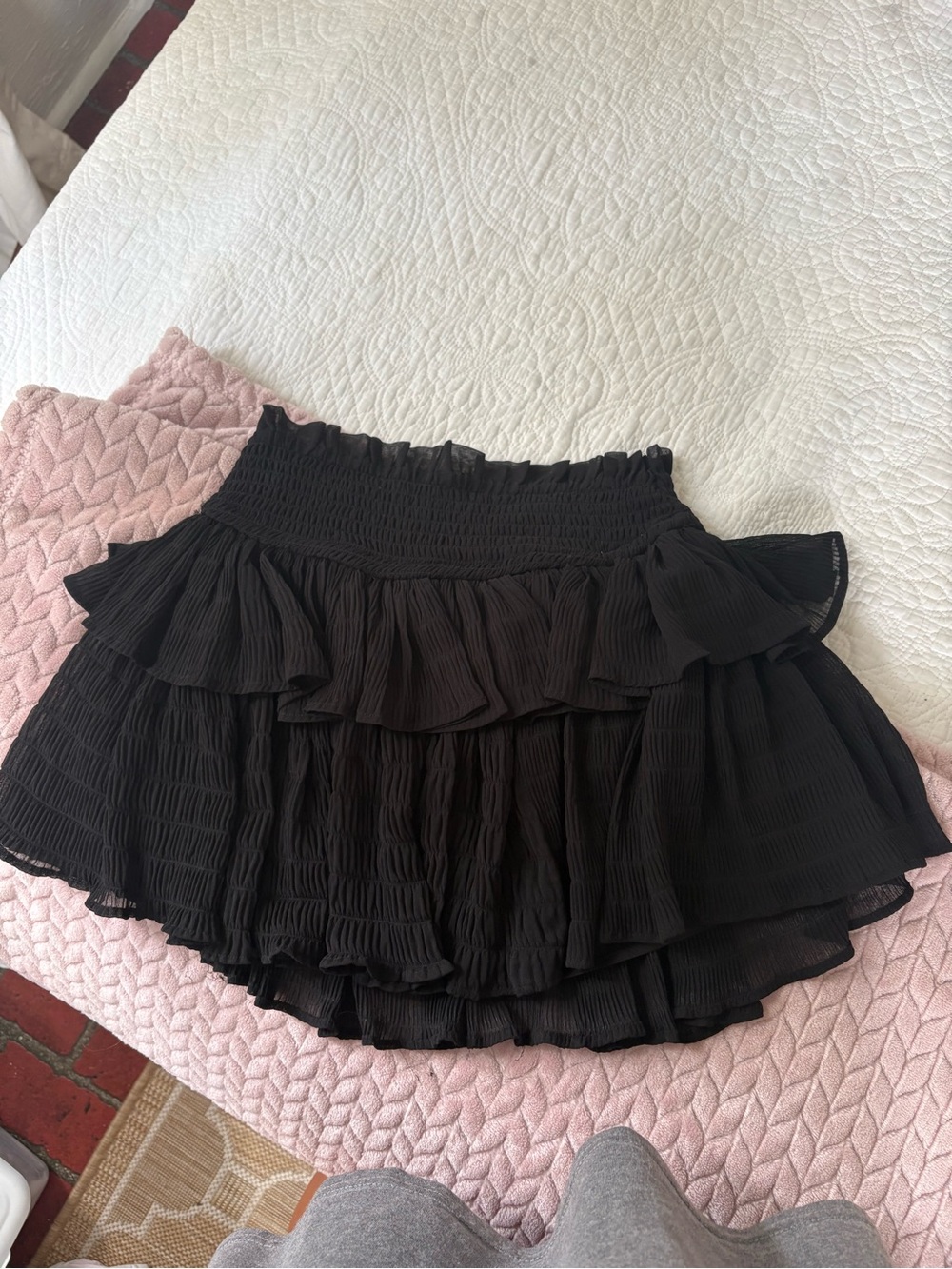 Black Ruffled Tiered Mini Skirt - Women's